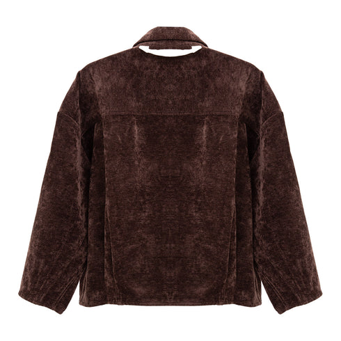 Merely Made Premium Sage Velvet Twill Cropped Shirt Chocolate 24FMLPR250SH Degli Uberti